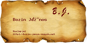 Bozin János névjegykártya